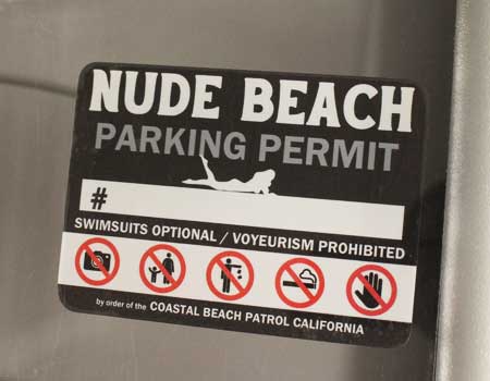 ヌードビーチ パーキングパーミット ステッカー 車 アメリカン おしゃれ 面白い かっこいい 駐車許可証 NUDE BEACH 裏貼りタイプ ブラック |  | 04