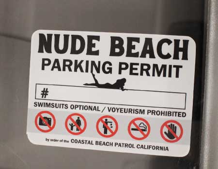 ヌードビーチ パーキングパーミット ステッカー 車 アメリカン おしゃれ 面白い かっこいい 駐車許可証 NUDE BEACH 裏貼りタイプ ホワイト |  | 04