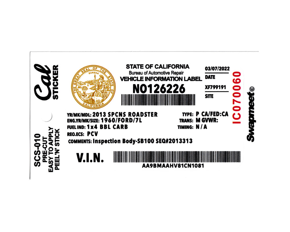 ステッカー 車 アメリカン おしゃれ かっこいい アメリカン雑貨 Swapmeet Cal STICKER VEHICLE INFORMATION LABEL 車両情報ラベル｜U.S.JUNKYARD