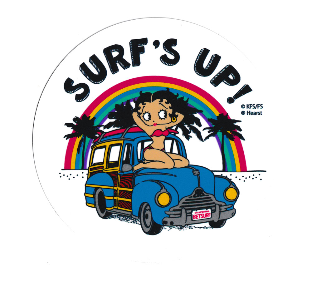 ベティ・ブープ ステッカー おしゃれ かわいい キャラクター アメリカ サーフィン ハワイアン 車 バイク ノートパソコン アメリカン雑貨 BETTY BOOP SURF'S UP｜planfirst