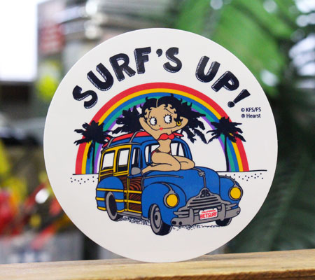 ベティ・ブープ ステッカー おしゃれ かわいい キャラクター アメリカ サーフィン ハワイアン 車 バイク ノートパソコン アメリカン雑貨 BETTY BOOP SURF'S UP｜planfirst｜02
