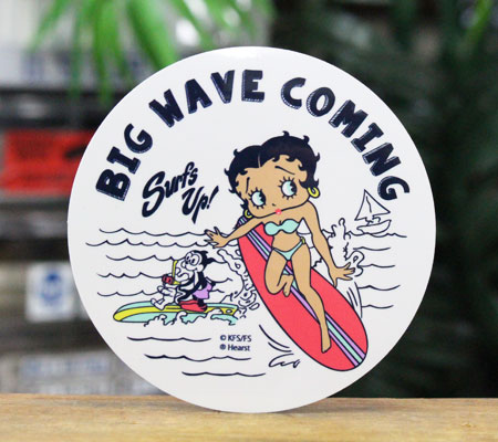 ベティ・ブープ ステッカー おしゃれ かわいい キャラクター アメリカ サーフィン ハワイアン 車 バイク BETTY BOOP BIG WAVE COMING｜planfirst｜02