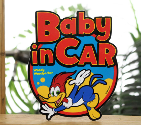 ウッディー・ウッドペッカー ステッカー アメリカン キャラクター アメリカ かわいい 赤ちゃん 乗ってます BABY IN CAR ラウンド｜planfirst｜02