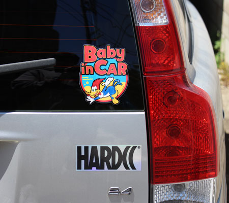 ウッディー・ウッドペッカー ステッカー アメリカン キャラクター アメリカ かわいい 赤ちゃん 乗ってます BABY IN CAR ラウンド｜planfirst｜05
