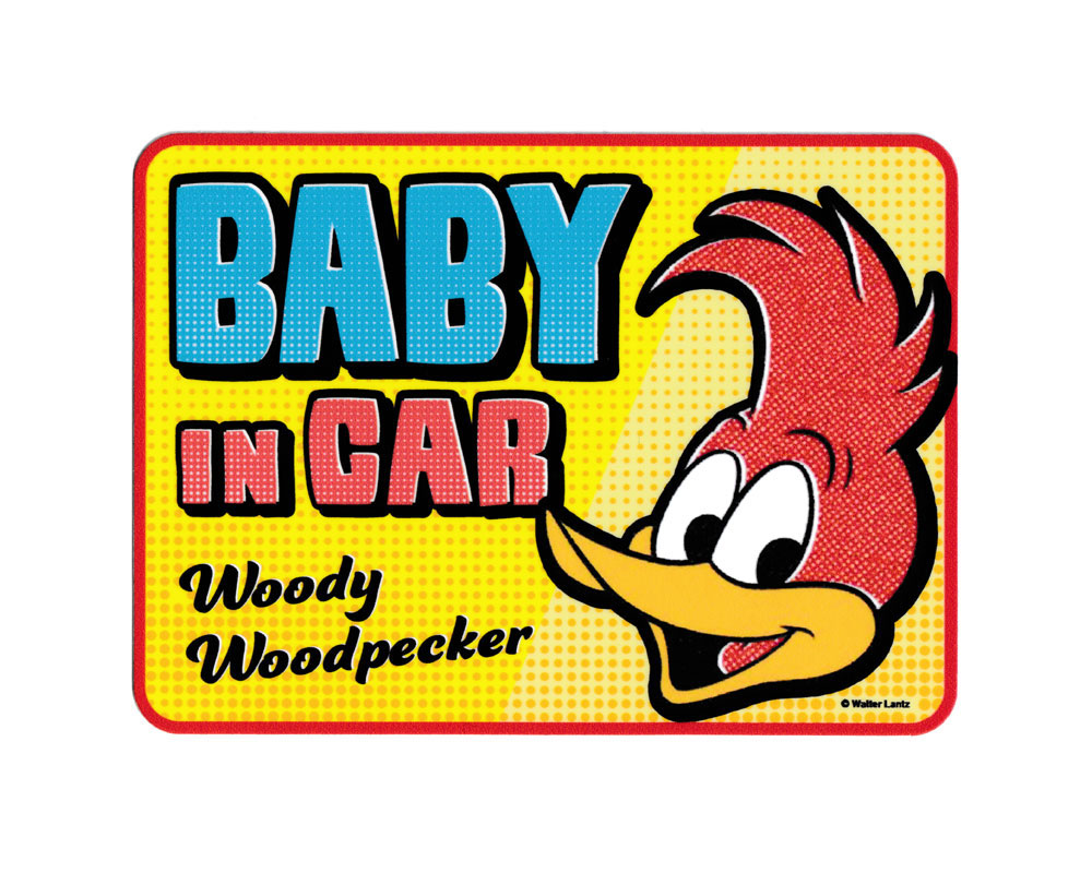 ウッディー・ウッドペッカー ステッカー アメリカン キャラクター アメリカ かわいい 車 赤ちゃん 乗ってます BABY IN CAR スクエア