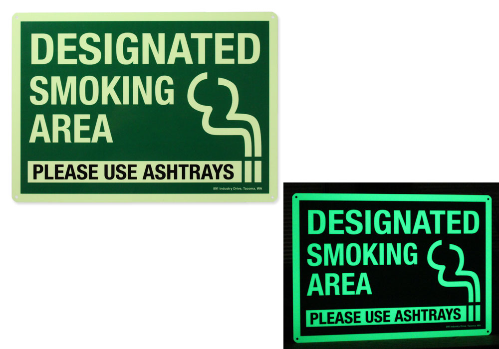 セキュリティ サインプレート インテリアプレート 看板 喫煙 喫煙所 アメリカン おしゃれ 壁 飾り 面白い 蓄光 SMOKING AREA-GREEN