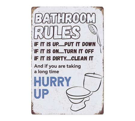 トイレのルール ブリキ看板 サインプレート おしゃれ 面白い アンティーク レトロ かっこいい サインボード インテリア A4 BATHROOM RULES｜U.S.JUNKYARD