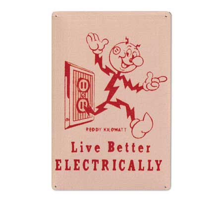 レディ・キロワット ブリキ看板 サインプレート サインボード インテリア アメリカン レトロ おしゃれ かっこいい A4 REDDY KILOWATT｜U.S.JUNKYARD