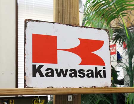 カワサキ ブリキ看板 サインプレート おしゃれ バイク アンティーク