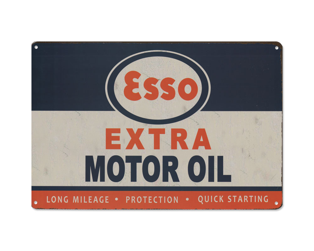 エッソ ESSO ブリキ看板 サインプレート サインボード インテリア アンティーク レトロ おしゃれ アメリカン雑貨 A4 EXTRA MOTOR OIL｜planfirst