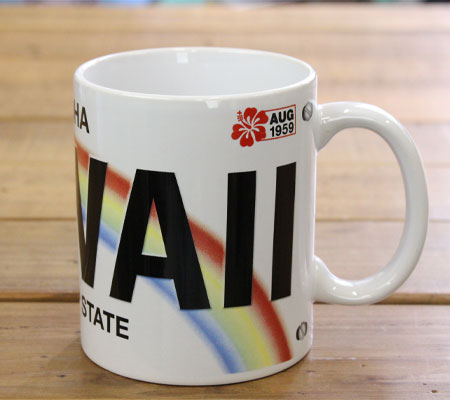 マグカップ おしゃれ 陶器 ハワイ 雑貨 ナンバープレート かわいい