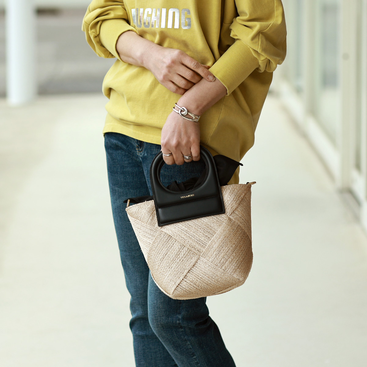 VIOLAd'ORO (ヴィオラドーロ) 2WAYハンドル アバカ メッシュ トート