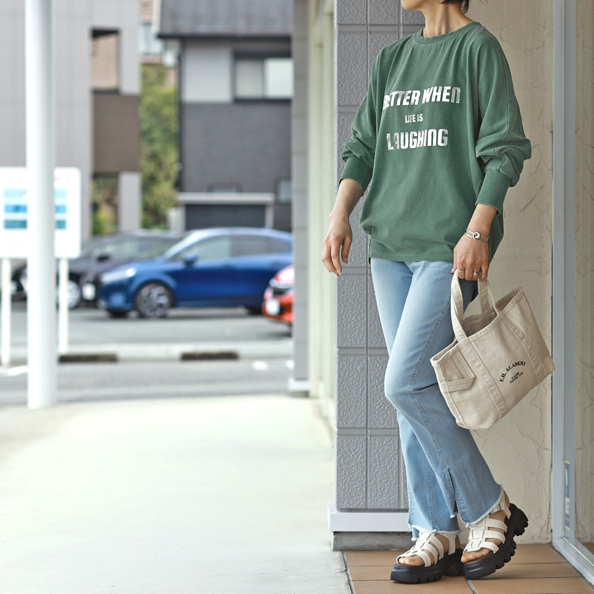 flamingo firm  (フラミンゴファーム)　グリッター ロゴ プリント カットソー flamingo firm (フラミンゴファーム) グリッター ロゴ プリント
