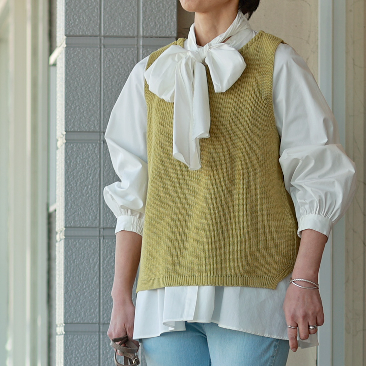 cafune (カフネ) コットン ニット ジレ =yamagata knit= - トップス