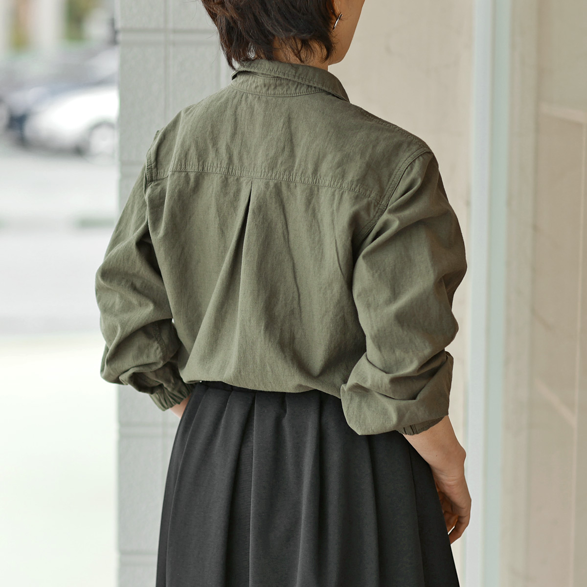 極美品*アッパーハイツ ザ オフィサーシャツ コットン リネン