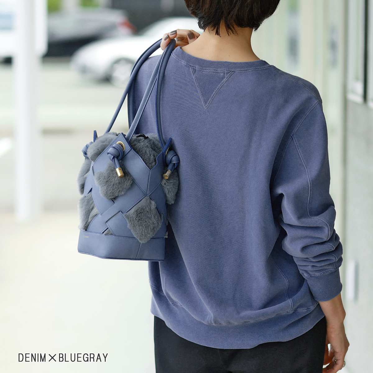 VIOLAd’ORO ヴィオラドーロ　レザー × ファー メッシュ ハンドバッグ VIOLAd'ORO ヴィオラドーロ メッシュレザーバッグ