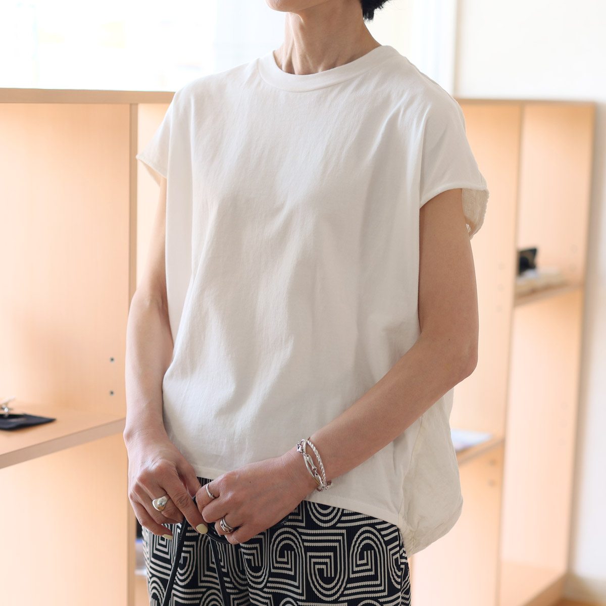 まのまのページ MANON (マノン) コットン＆リネン バック切替 カットソー