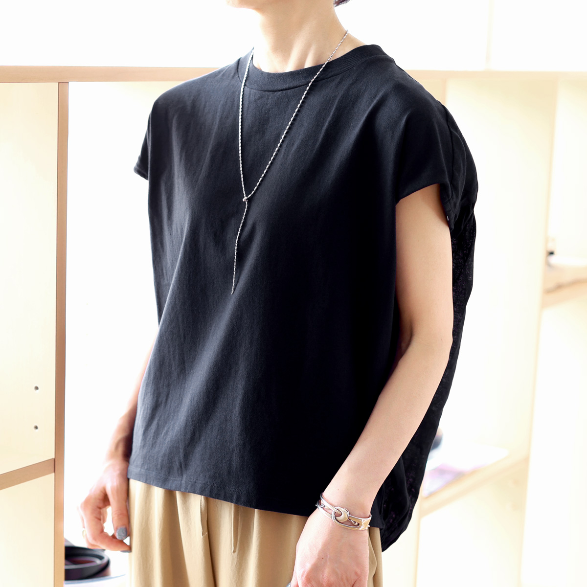 まのまのページ MANON (マノン) コットン&リネン バック切替 カットソー