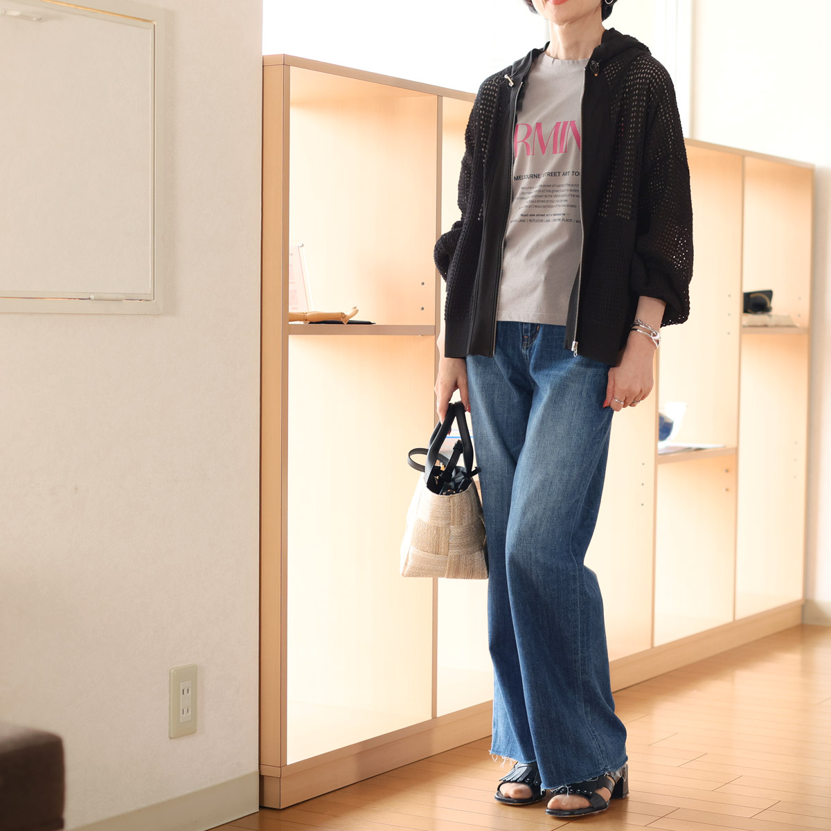 PRIORITY メッシュホワイト パーカー サイズ38 PRIORITY Priority (プライオリティ) コットンシアーメッシュ