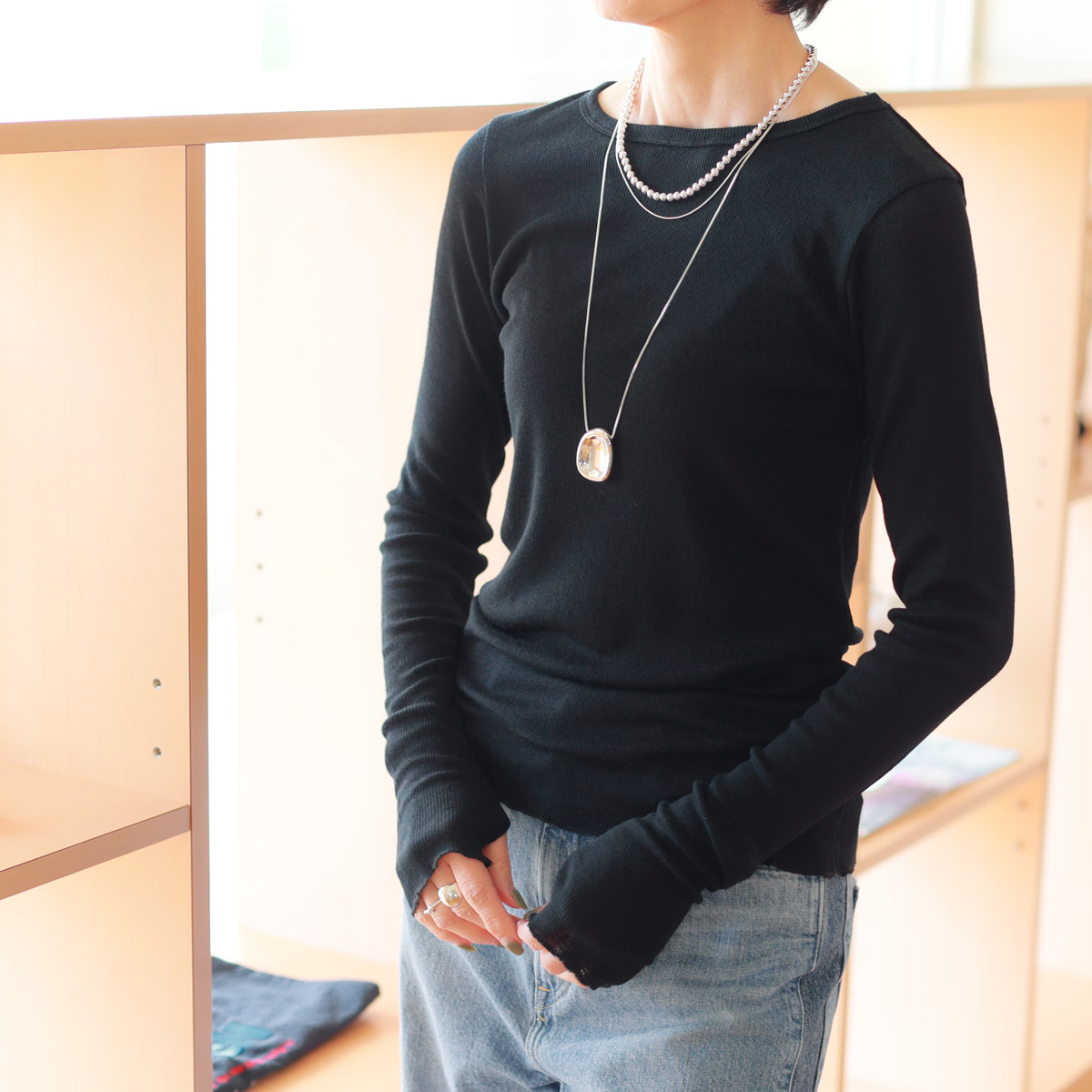 TICCA (ティッカ)　ウール＆シルク　クルーネック トップス
