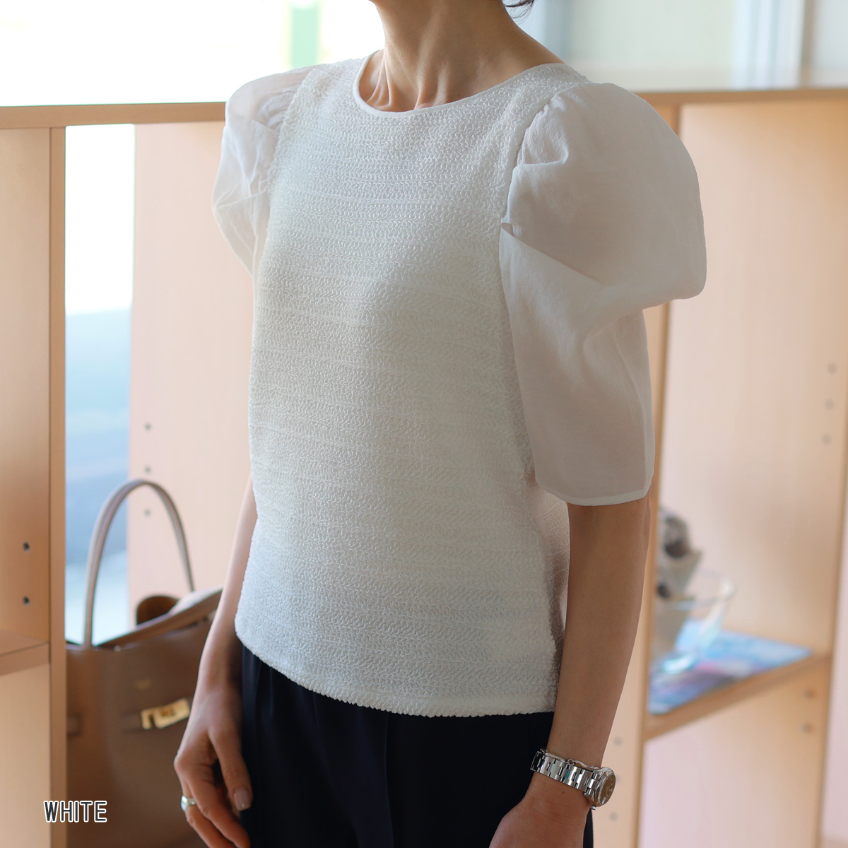 【 7/10 20:00〜！ SUMMER SALE 】Mewl (ミュール)　シャーリングジャージ タックスリーブトップス Mewl 【 7/10 20:00〜！ SUMMER SALE 】Mewl (ミュール