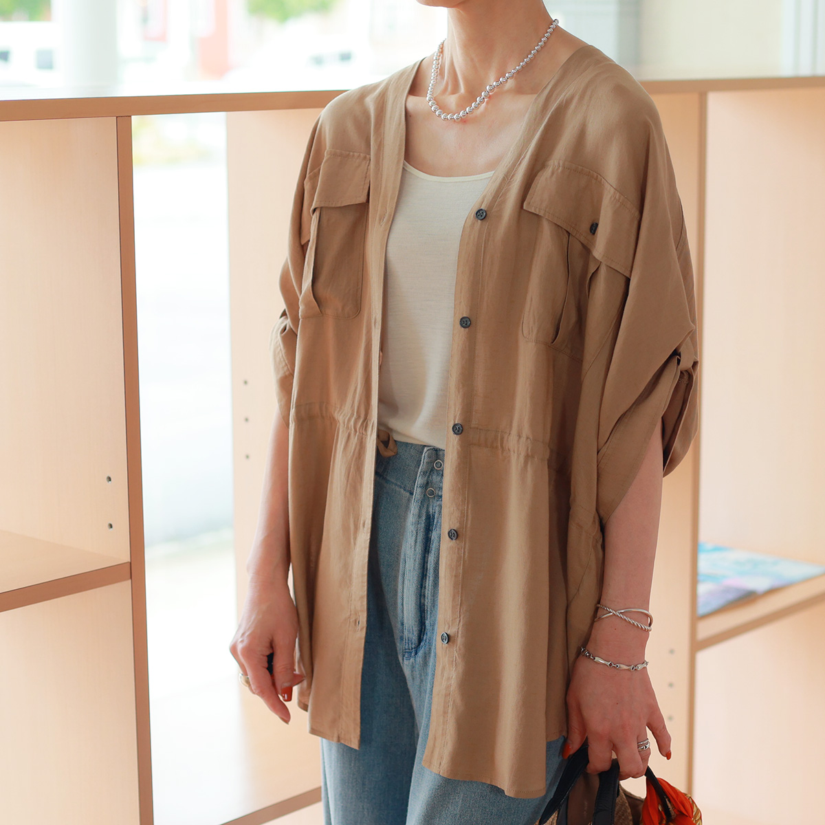 【美品】Boutique Ordinary ブティークオーディナリー　ジャケット Boutique Ordinary ブティックオーディナリー リネンジャケット