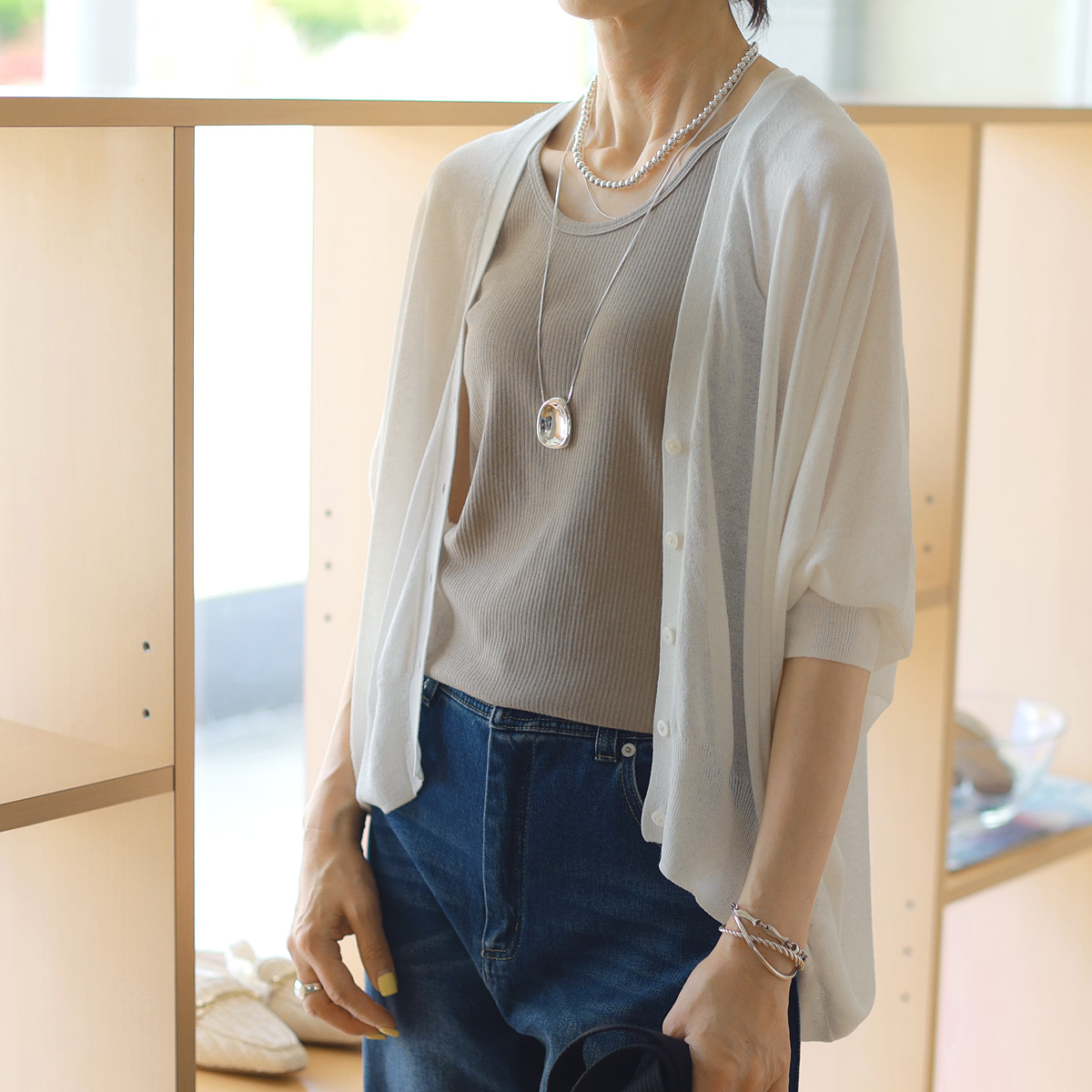 【 7/10 20:00〜！ SUMMER SALE 】 Le MARAIS (ル マレ) サンプロテクトニット ドルマンカーディガン