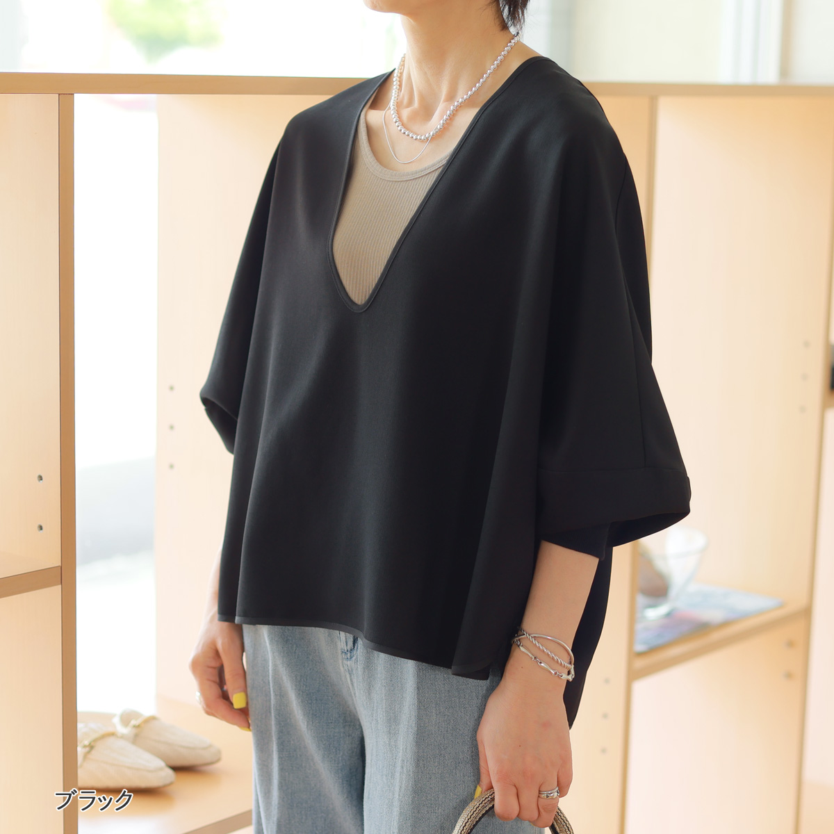 PLAN C ドット　Vネック ブラウス シャツ＆トップス |【Plan C】プラン シー公式オンラインストア