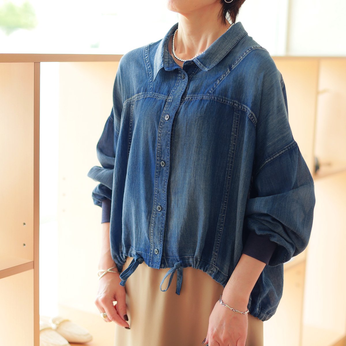 Dignite collier（ディニテコリエ） エアリーシアーデニム ドロー 