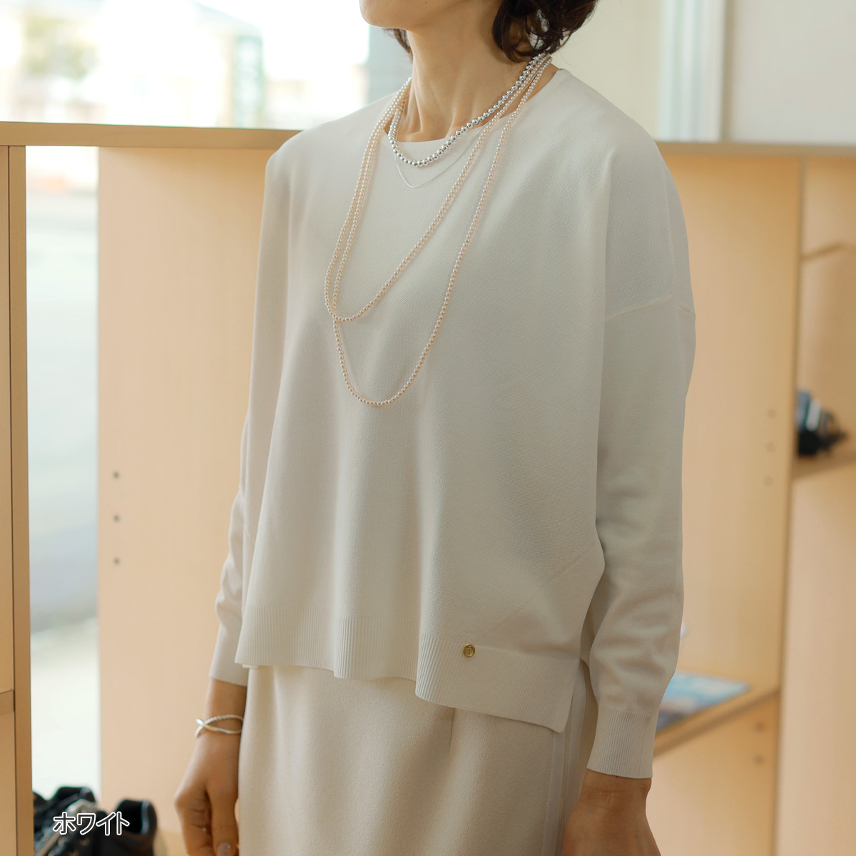Dignite collier（ディニテコリエ） 編地切替ユル華奢見えニット