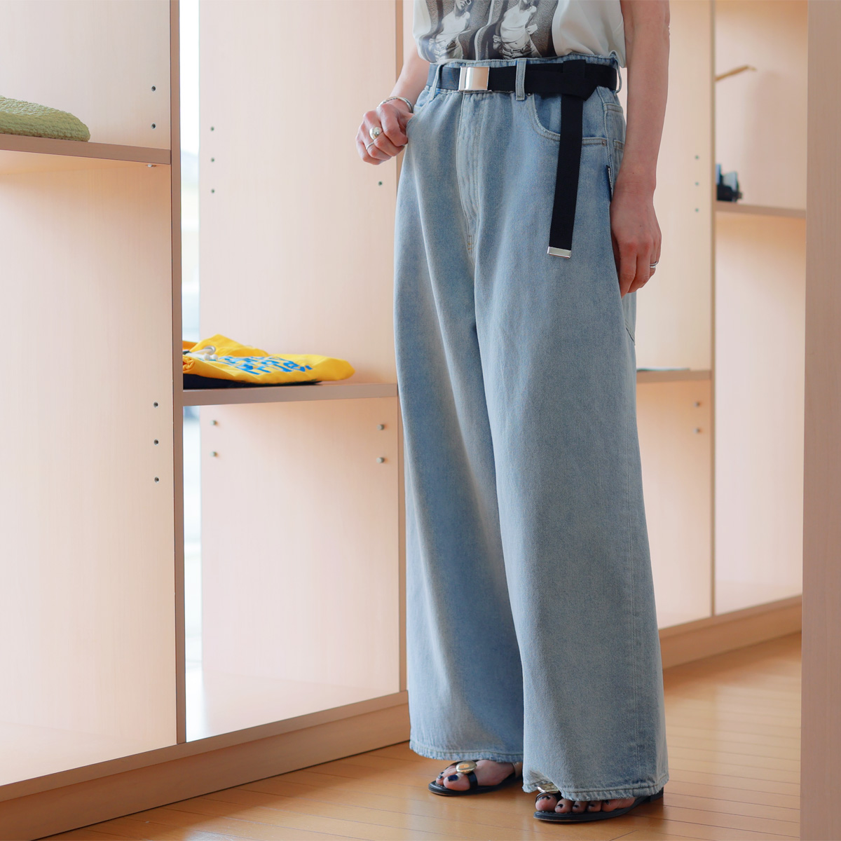 M53. (エムゴーサン) ボーイフレンドワイドデニム whith GIベルト