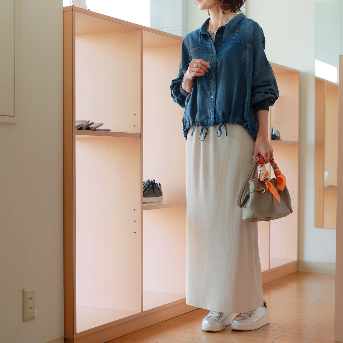 Cafune（カフネ） テレコジャージ ストレートタイトスカート =神