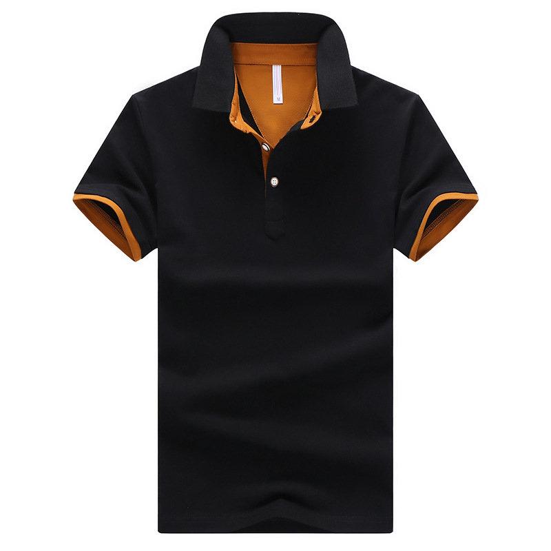RUSSELUNDO★サイズ6(XL)黒 ゴルフシャツ ポロシャツ メンズ ポロシャツ メンズ ゴルフシャツ ボタンダウン 無地 着痩せ 半袖