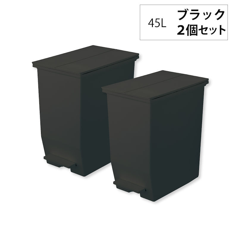 ソロウ ゴミ箱 45L おしゃれ 同色2個セット 分別 キッチン シンプル 蓋付き 両開き 観音開き ペダル式 コンパクト キャスター  ペダルオープンツイン リス SOLOW