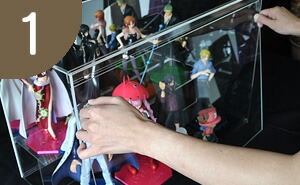 ひな壇1段付 クリア 幅30cm 】♪開閉に場所を取らず重ねられる