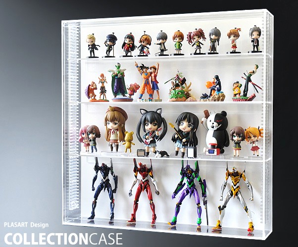 【美品】壁掛けコレクションケース　フィギュアケース×1個　60×40×9 背面白 薄型 壁掛け 可動棚 背面白 幅45cm 】 開閉に場所を取らない♪フロント