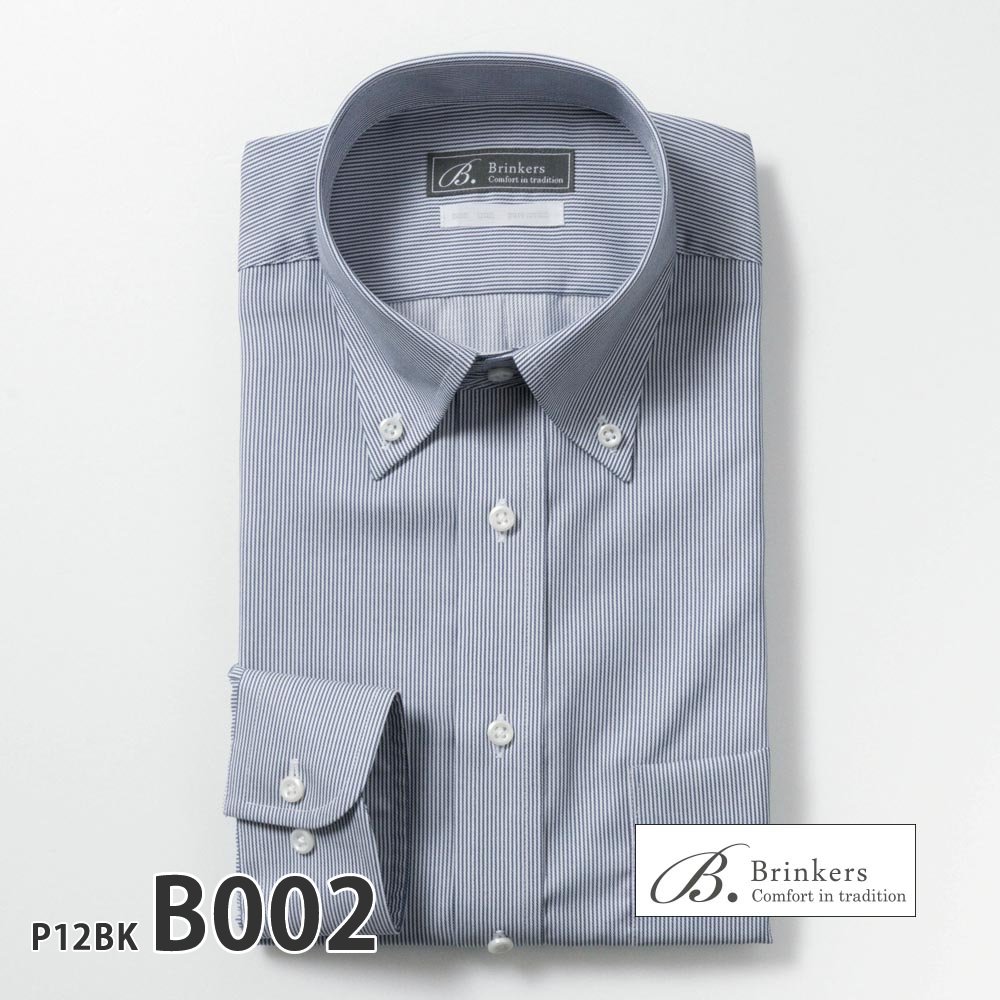 ワイシャツ メンズ 長袖 形状記憶 綿100％ 標準型 Brinkers P12S1BK01 形態安...
