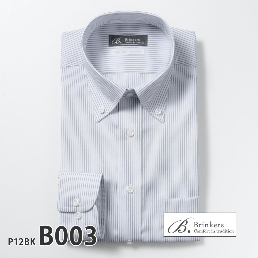 ワイシャツ メンズ 長袖 形態安定 形状記憶 綿100％ 標準型 Brinkers P12S1BK01