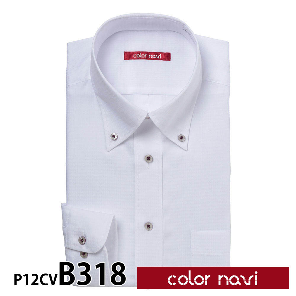 ワイシャツ メンズ 長袖 形状記憶 標準型 colornavi P12S1CV02 形態安定