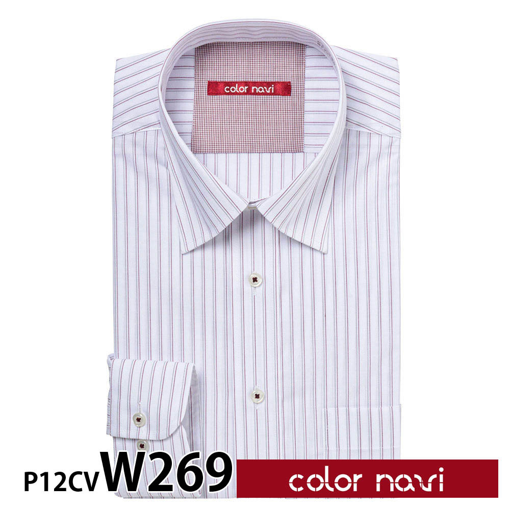 ワイシャツ メンズ 長袖 形状記憶 標準型 colornavi P12S1CV02 形態安定