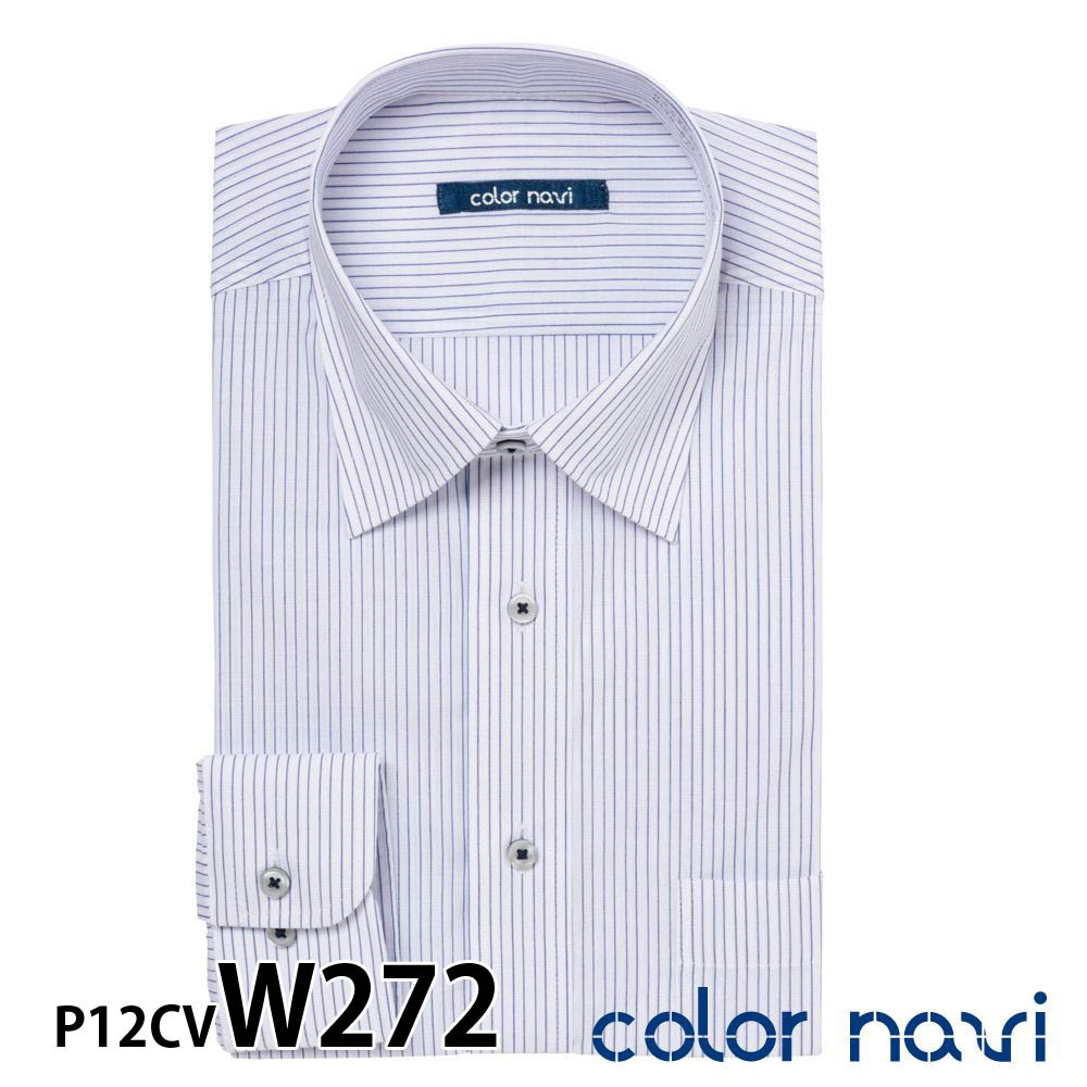 ワイシャツ メンズ 長袖 形態安定 形状記憶 標準型 colornavi P12S1CV03