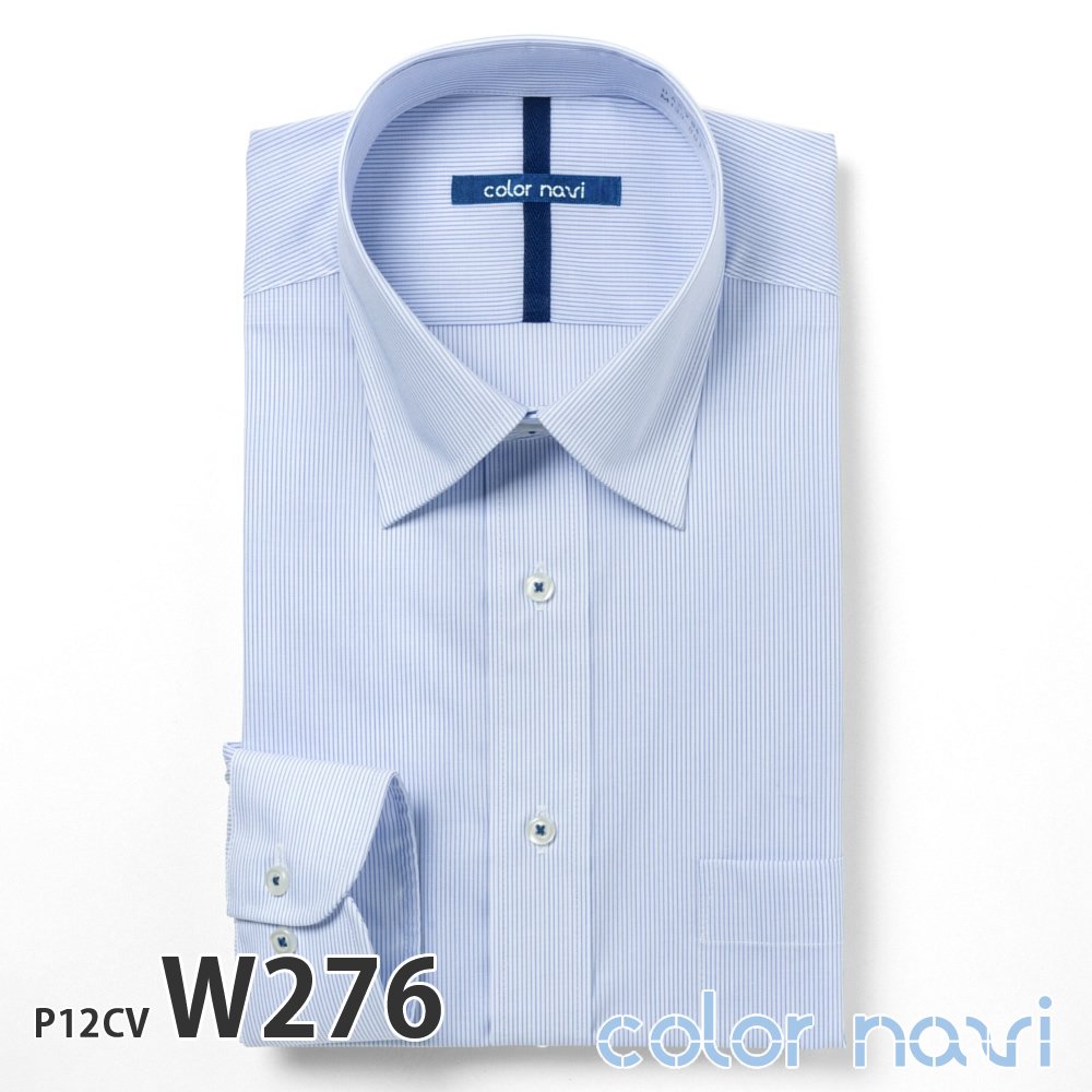 ワイシャツ メンズ 長袖 形状記憶 標準型 colornavi P12S1CV04 形態安定