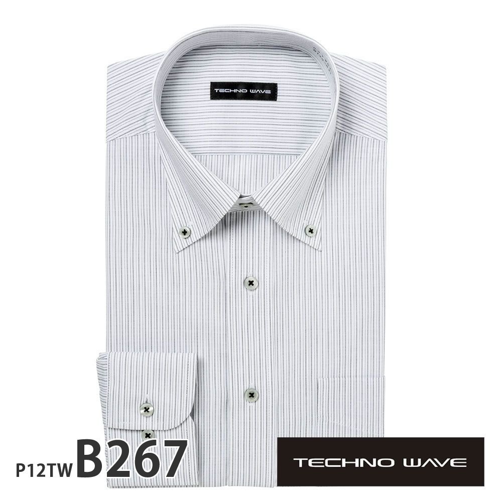 ワイシャツ メンズ 長袖 形状記憶 スリム型 TECHNOWAVE P12S1TW05 形態安定