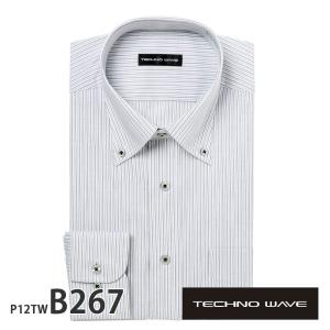 ワイシャツ メンズ 長袖 形態安定 形状記憶 スリム型 TECHNOWAVE P12S1TW05