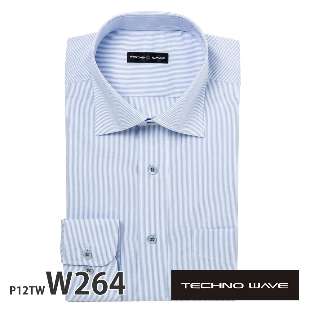 ワイシャツ メンズ 長袖 形態安定 形状記憶 スリム型 TECHNOWAVE P12S1TW05