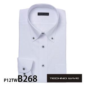 ワイシャツ メンズ 長袖 形態安定 形状記憶 スリム型 TECHNOWAVE P12S1TW07