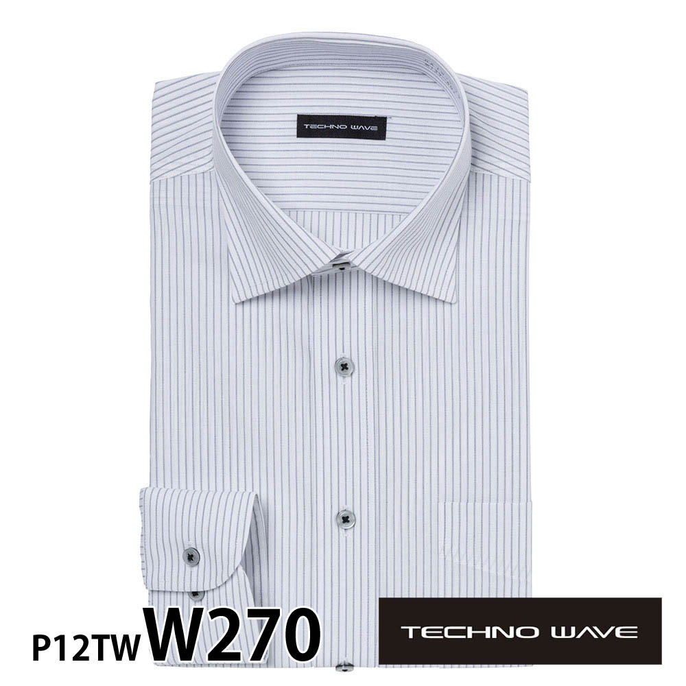 ワイシャツ メンズ 長袖 形状記憶 スリム型 TECHNOWAVE P12S1TW07 形態安定
