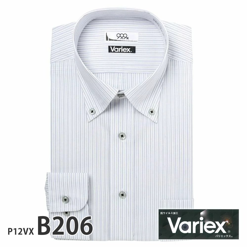 ワイシャツ メンズ 長袖 形態安定 形状記憶 標準型 Variex ボタンダウン P12S1VX02