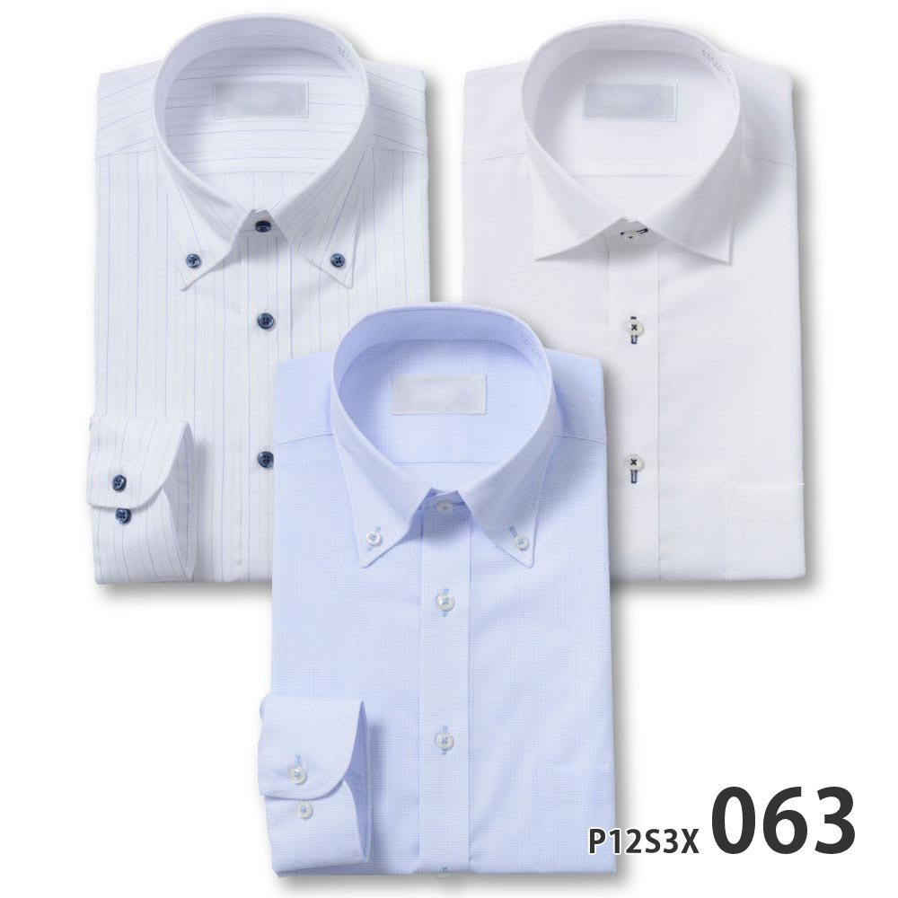 ワイシャツ 長袖 形態安定 メンズ Yシャツ カッターシャツ ドレスシャツ セット ビジネスシャツ ボタンダウン セミワイド 標準 PLATEAU P12S3X003｜plateau-web｜07