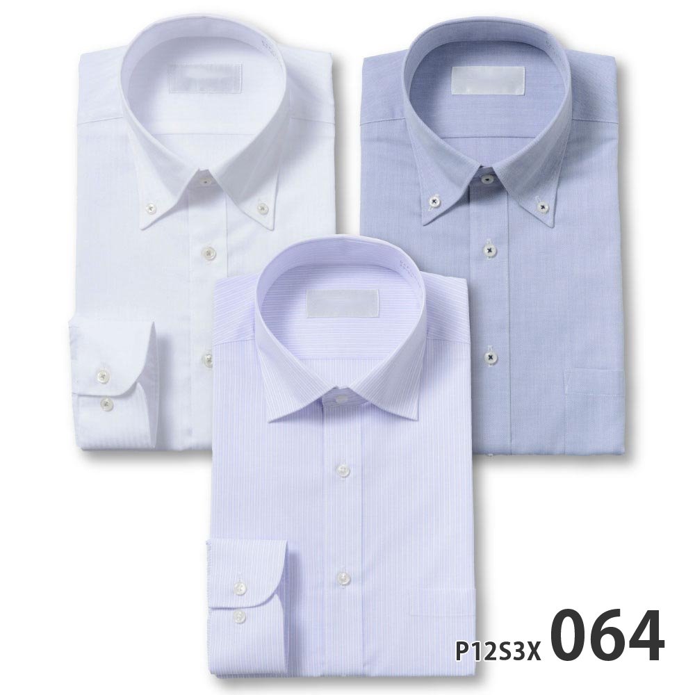 ワイシャツ 長袖 形態安定 メンズ Yシャツ カッターシャツ ドレスシャツ セット ビジネスシャツ ボタンダウン セミワイド 標準 PLATEAU P12S3X003｜plateau-web｜08